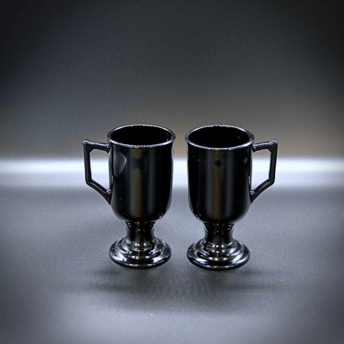 Pair of Vintage Tall Retro Footed Black Coffee Mugs - Image 6