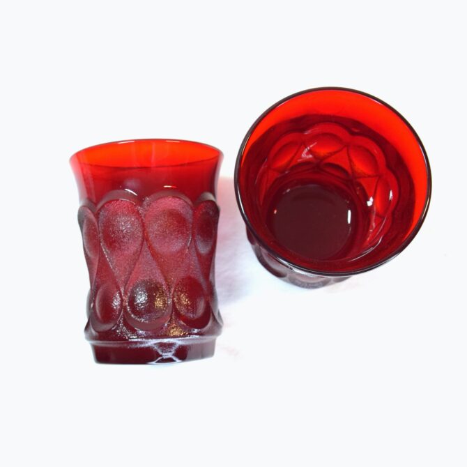 Pair of Vintage Groovy Red Drinking Glasses - Image 3