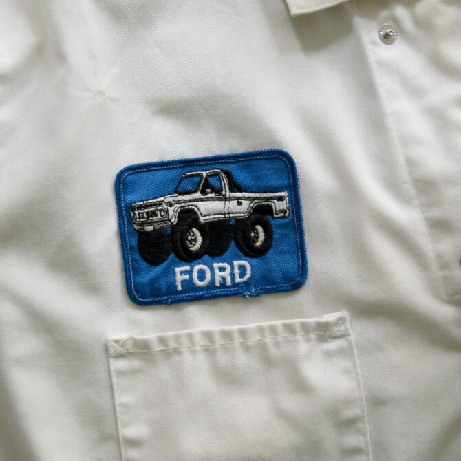 Vintage Distressed White Mechanics Coveralls with Patches - Image 5