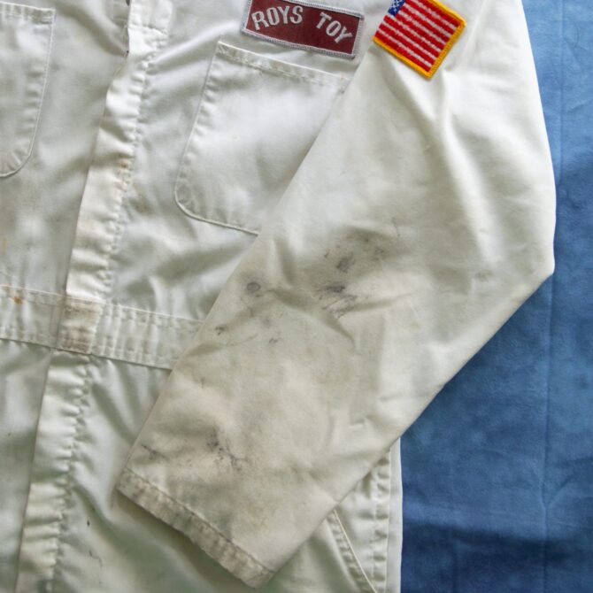 Vintage Distressed White Mechanics Coveralls with Patches - Image 13