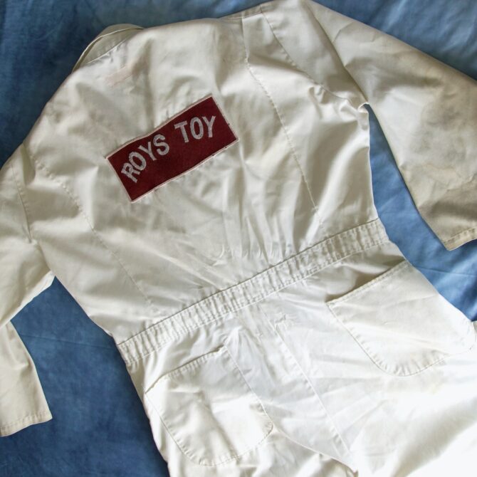 Vintage Distressed White Mechanics Coveralls with Patches - Image 10