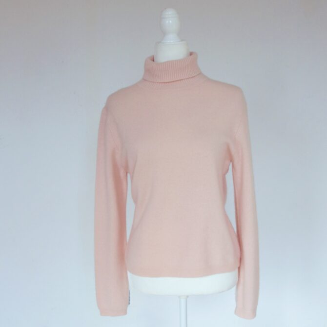 Pale Pink Cashmere Sweater Turtleneck