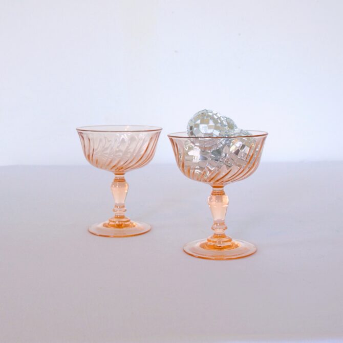Pair of Vintage Pale Pink Coupe Glasses