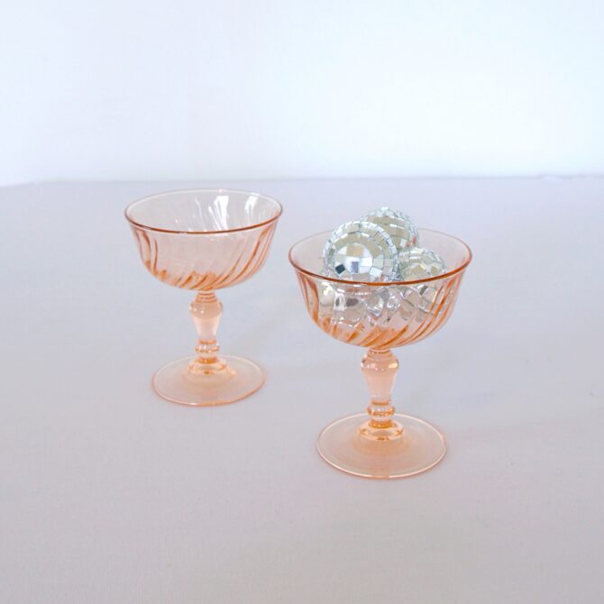 Pair of Vintage Pale Pink Coupe Glasses - Image 5