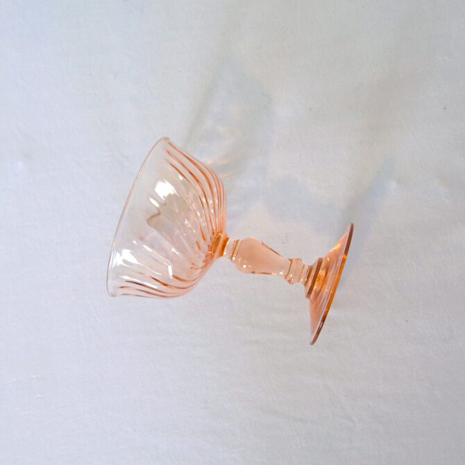 Pair of Vintage Pale Pink Coupe Glasses - Image 4