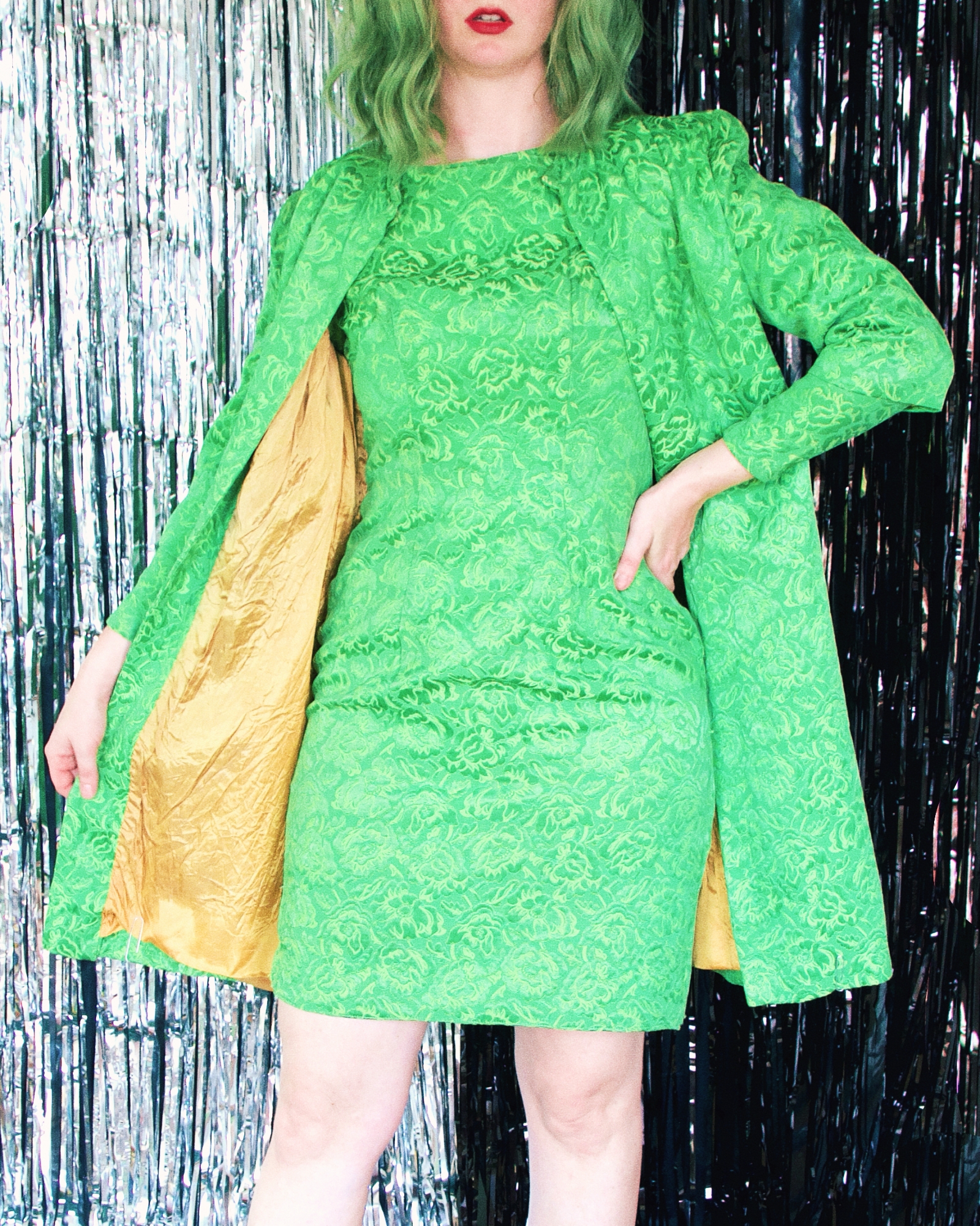 Green Lace Bodycon 1960s Dress